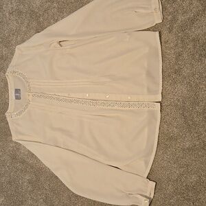 Fair Lady Women's Button Up Blouse White Size S/M With Silver Rhinestones